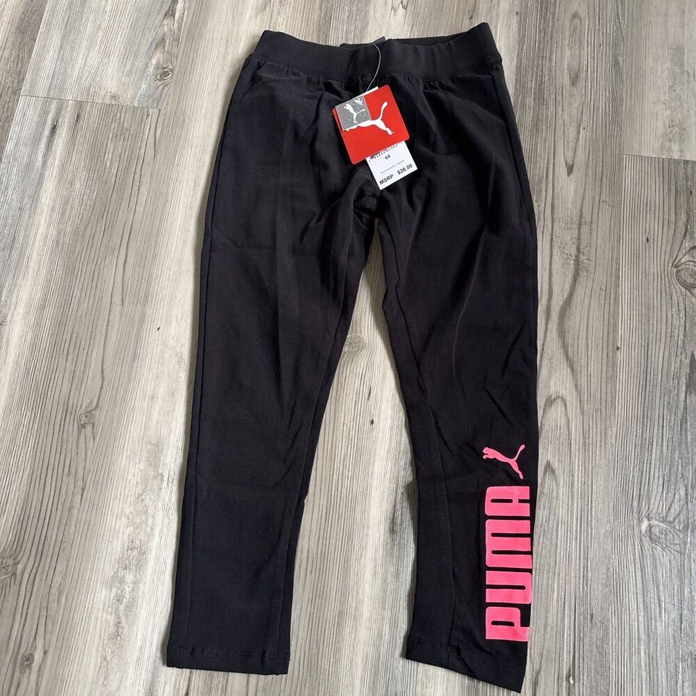 NWT Girls PUMA Black Pink Leggings Size 6X